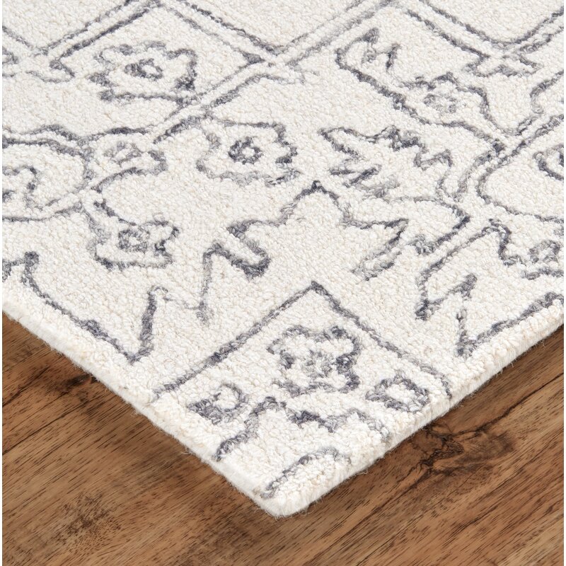 Armando Hand Tufted Wool Ivory Charcoal Rug Reviews Birch Lane